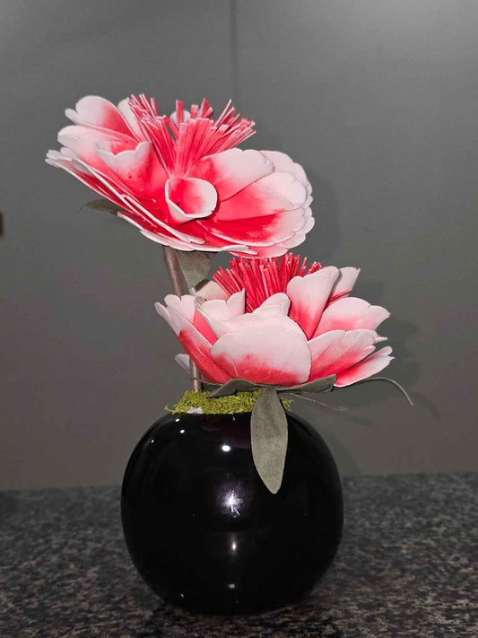 Crimson Bloom Ceramic Floral Vase