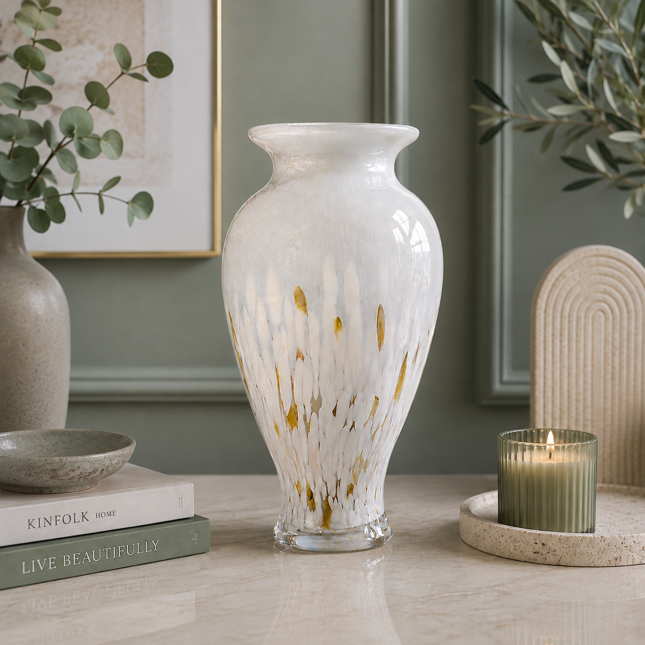 Handcrafted Blown Glass Decorative Vase Large