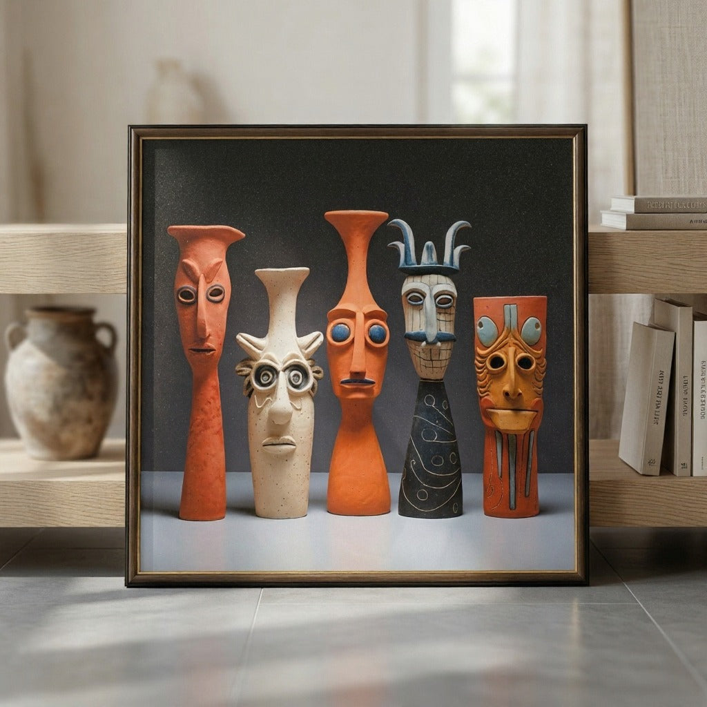 Tribal Mask Framed Painting | Wall Art Ancient Expressions