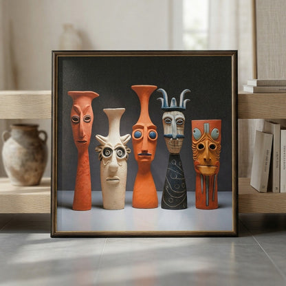 Tribal Mask Framed Painting | Wall Art Ancient Expressions