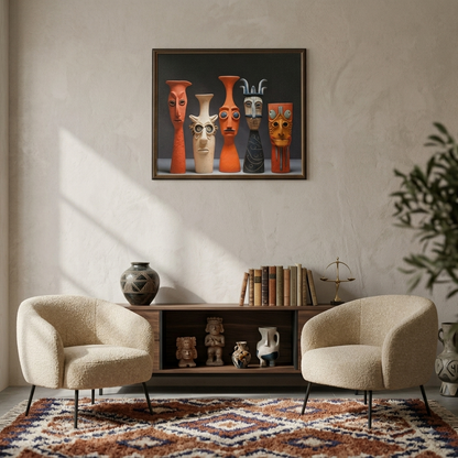 Tribal Mask Framed Painting | Wall Art Ancient Expressions
