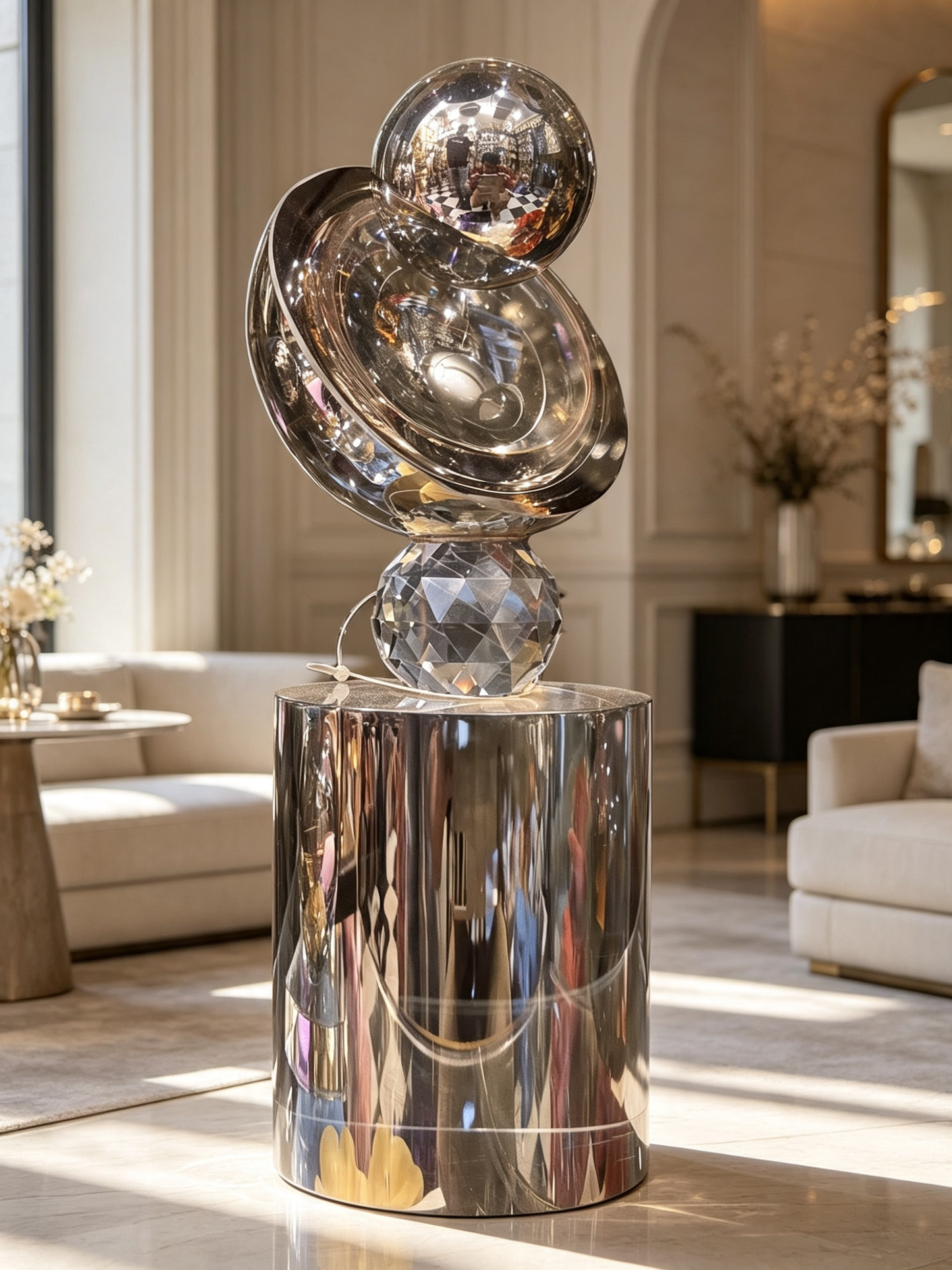 Solid Glass Crystal Ball Sculpture