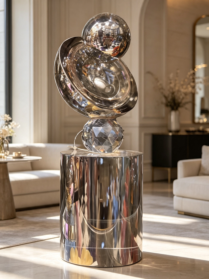 Solid Glass Crystal Ball Sculpture