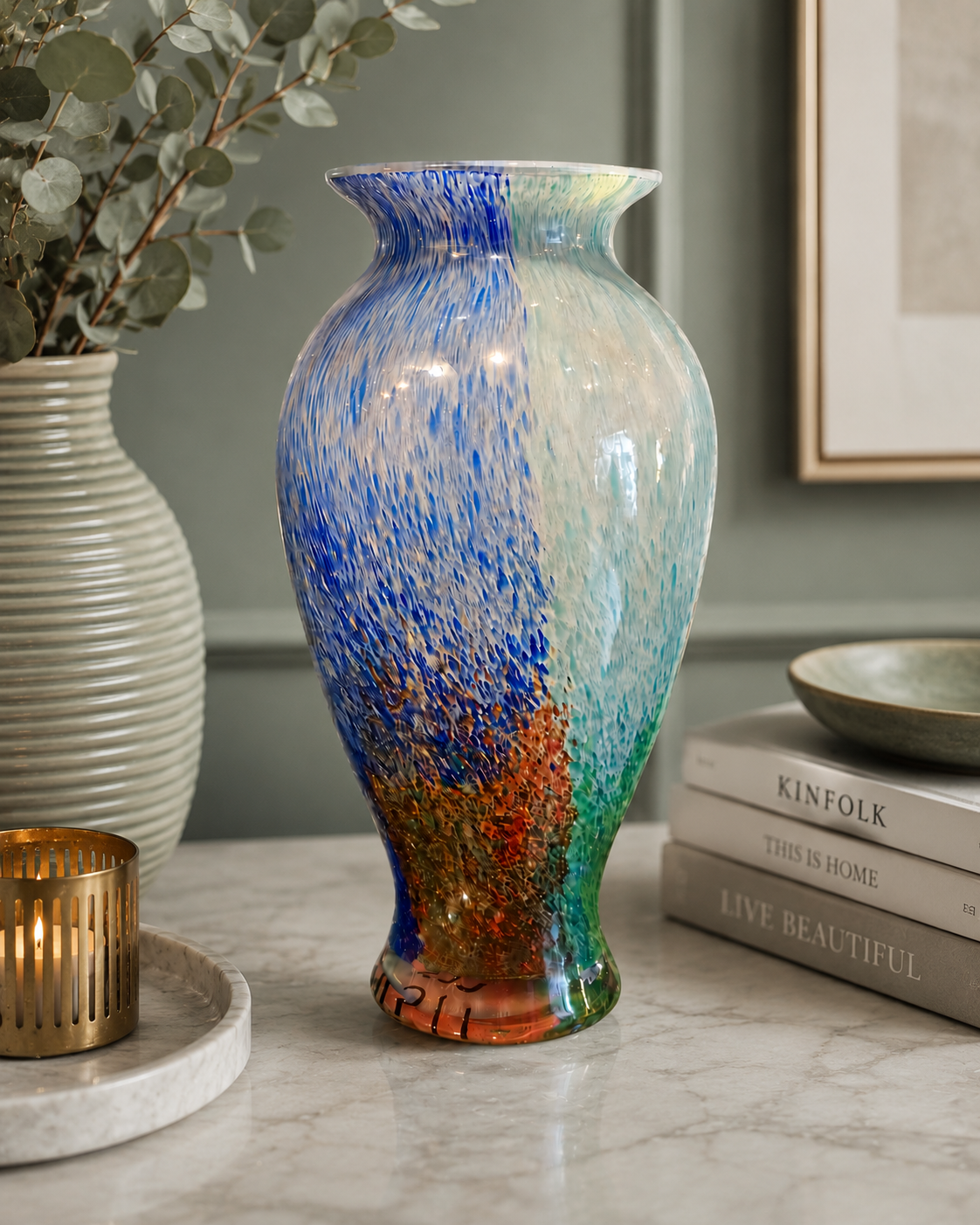 Handcrafted Multicolor Glass Decorative Vase