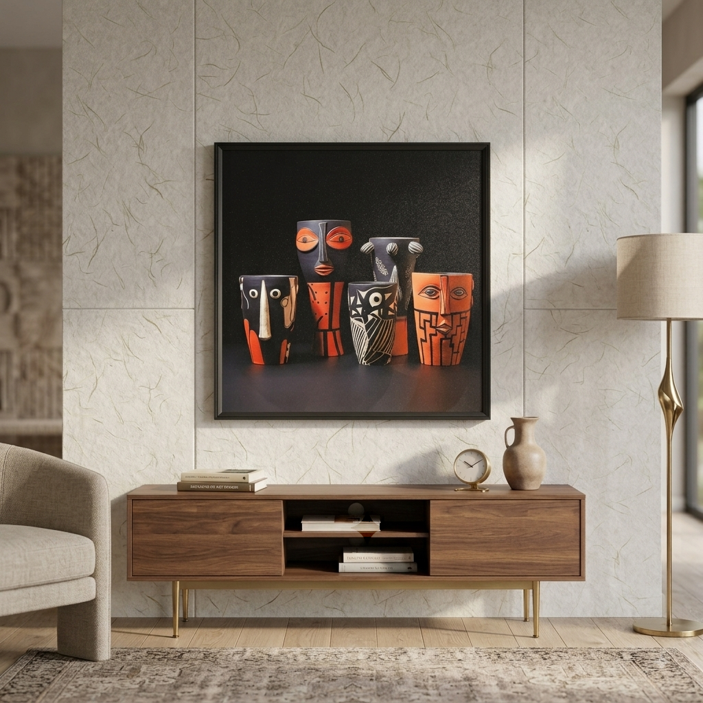 Colorful Tribal Faces Framed Artwork