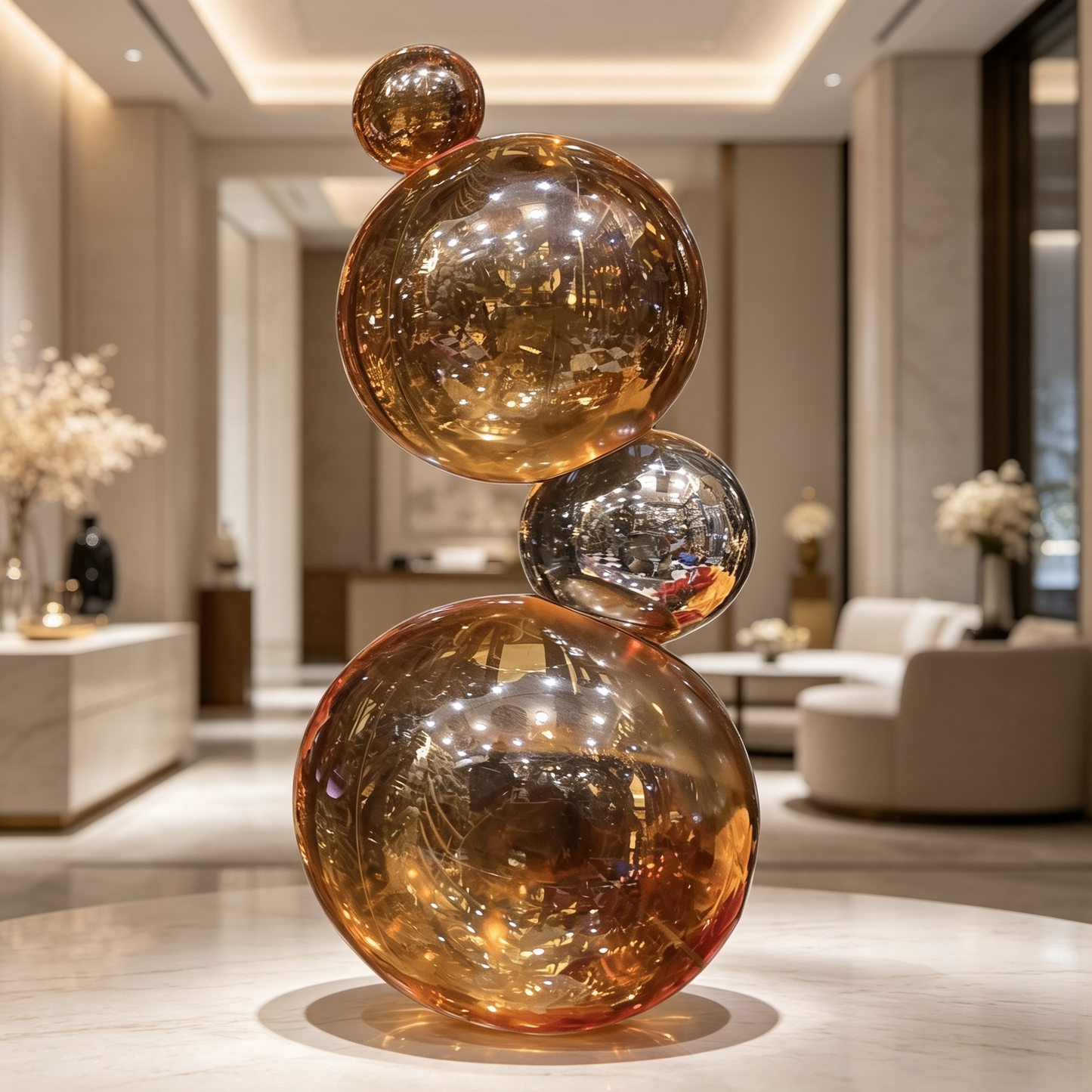 Solid Glass Crystal Ball Sculpture