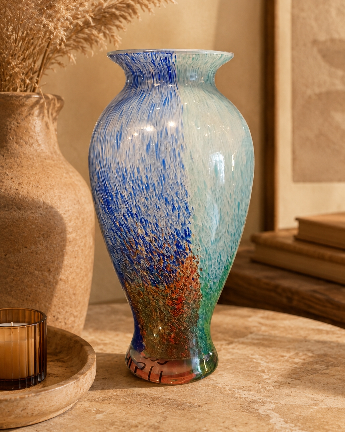 Handcrafted Multicolor Glass Decorative Vase