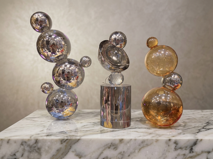 Solid Glass Crystal Ball Sculpture