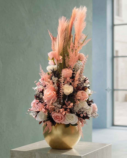 Luxury Artificial Flower Arrangement in Gold Vase