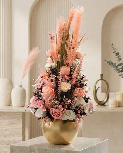 Luxury Artificial Flower Arrangement in Gold Vase
