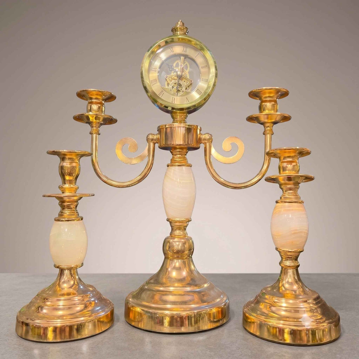 Aura Luxury Clock & Candelabra Mantel Set