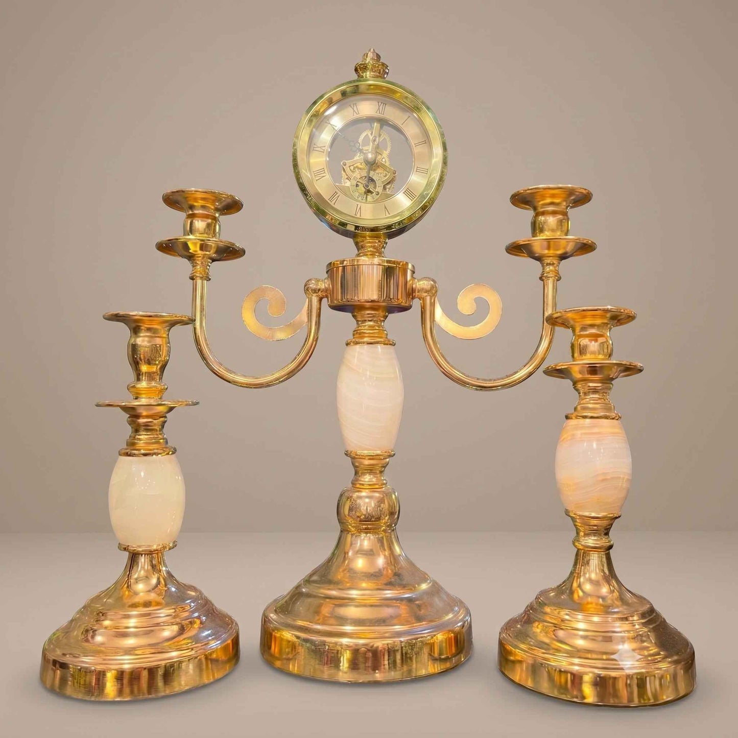 Aura Luxury Clock & Candelabra Mantel Set