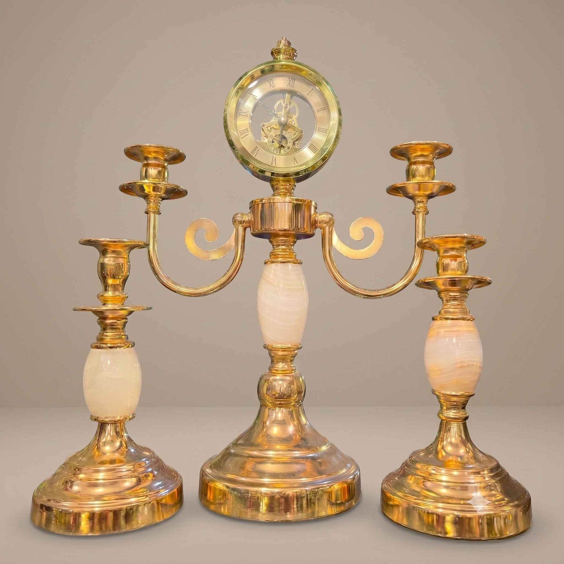 Aura Luxury Clock & Candelabra Mantel Set