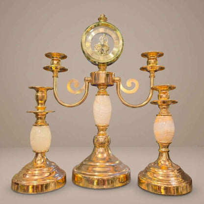 Aura Luxury Clock & Candelabra Mantel Set
