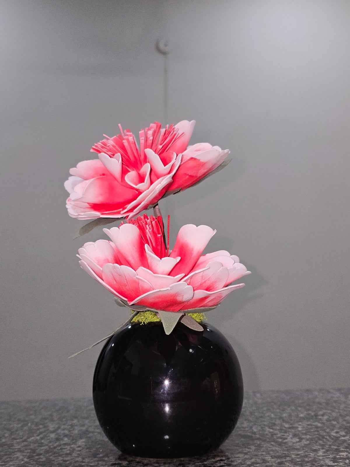 Crimson Bloom Ceramic Floral Vase