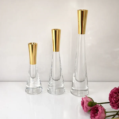 Crystal & Gold Candle Holder (3pc Set) - Home Decor Pakistan  | Decor Lounge pk