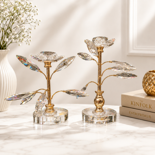 Crystal Lotus Candle Holders - Home Decor Pakistan  | Decor Lounge pk