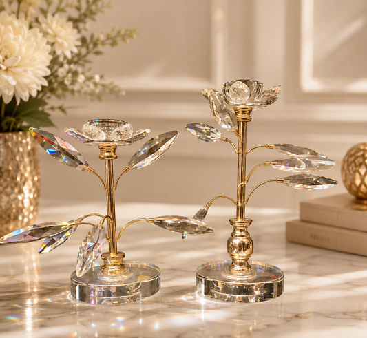 Crystal Lotus Candle Holders - Home Decor Pakistan  | Decor Lounge pk
