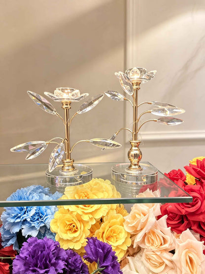 Crystal Lotus Candle Holders