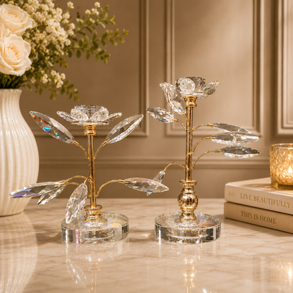 Crystal Lotus Candle Holders - Home Decor Pakistan  | Decor Lounge pk