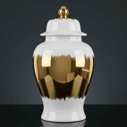 Imperial Gold Wrap Ginger Jar – Luxury Ceramic Temple Vase with Lid
