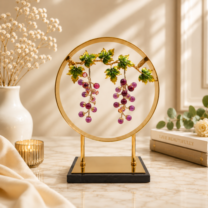 Luxury Gold Grapevine Metal Sculpture with Enamel Grapes - Home Decor Pakistan  | Decor Lounge pk
