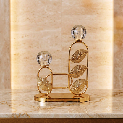 Luxury Gold Leaf Tiered Sculpture with Bubble Glass Spheres