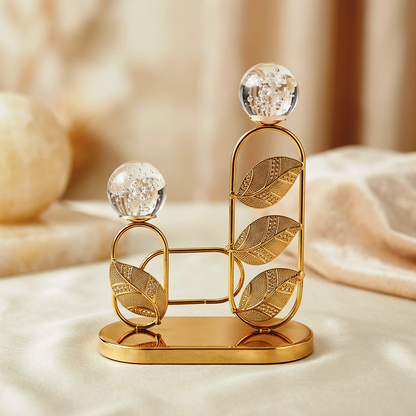 Luxury Gold Leaf Tiered Sculpture with Bubble Glass Spheres - Home Decor Pakistan  | Decor Lounge pk