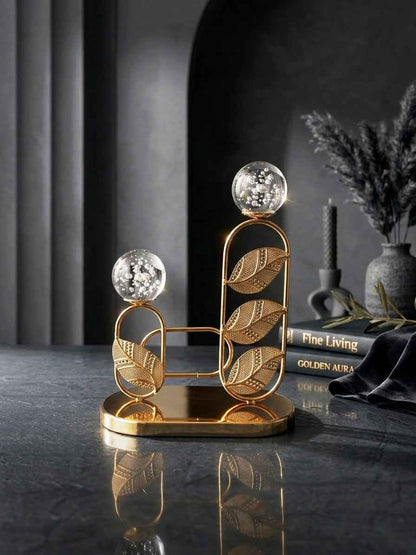 Luxury Gold Leaf Tiered Sculpture with Bubble Glass Spheres