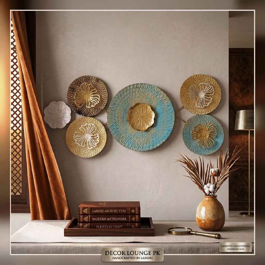 Luxury Textured Metallic Floral Disc Wall Sculpture
