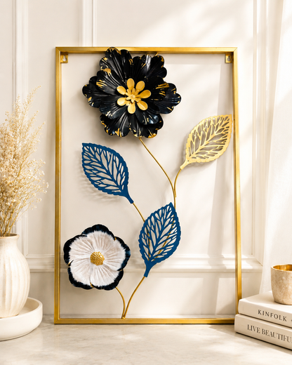Modern 3D Metal Floral Wall Art –  Luxury Framed Botanical Wall Sculpture - Home Decor Pakistan  | Decor Lounge pk