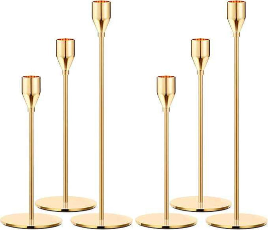Oatnauxil Metal Gold Taper Candle Holder