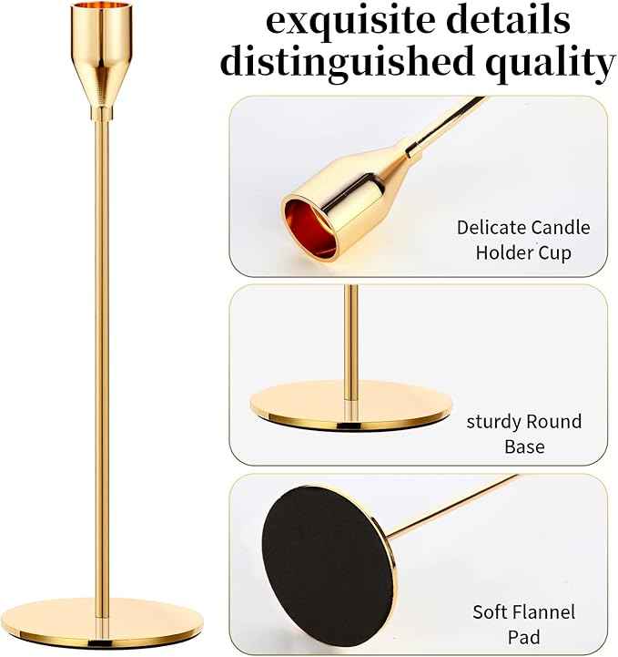 Oatnauxil Metal Gold Taper Candle Holder