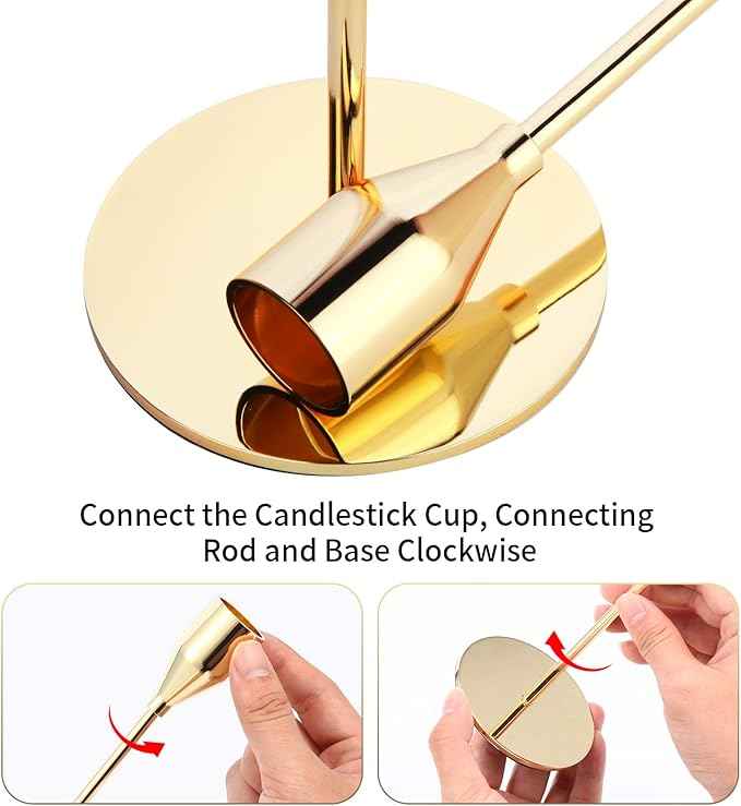 Oatnauxil Metal Gold Taper Candle Holder