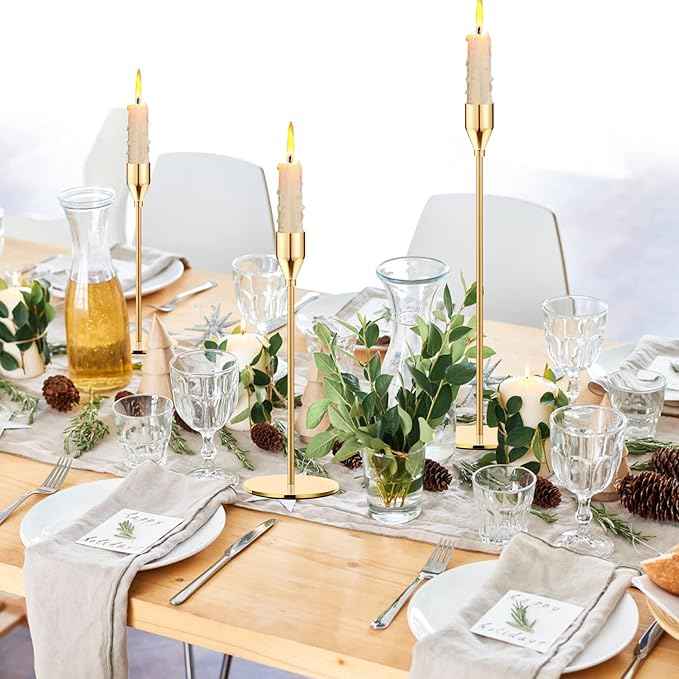 Oatnauxil Metal Gold Taper Candle Holder
