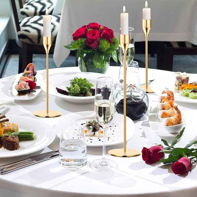 Oatnauxil Metal Gold Taper Candle Holder