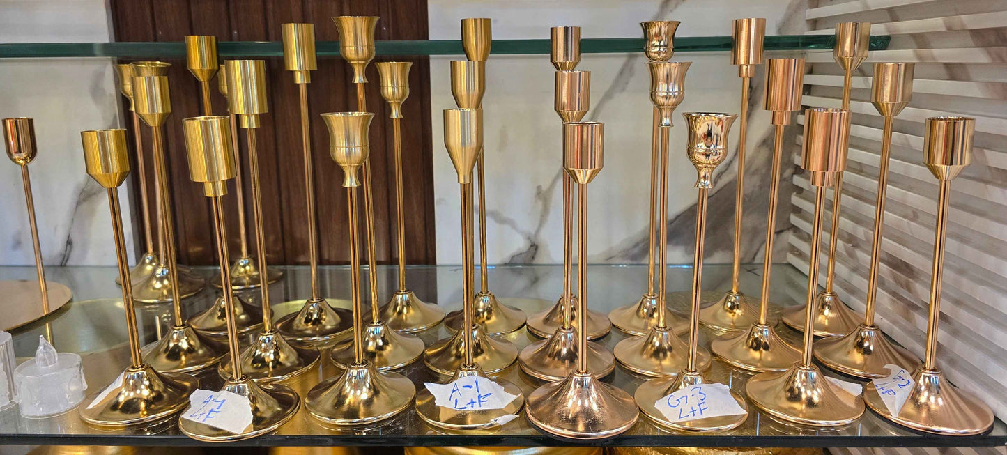 Oatnauxil Metal Gold Taper Candle Holder