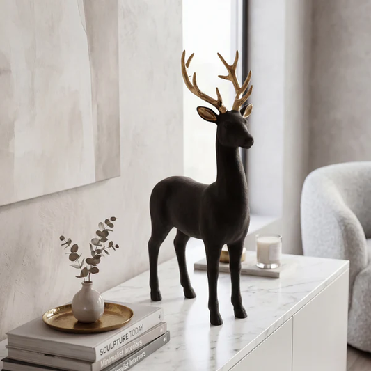 Sleek Black Deer Sculpture Black - Home Decor Pakistan  | Decor Lounge pk