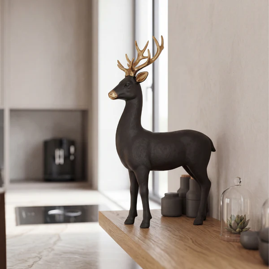 Sleek Black Deer Sculpture Black - Home Decor Pakistan  | Decor Lounge pk