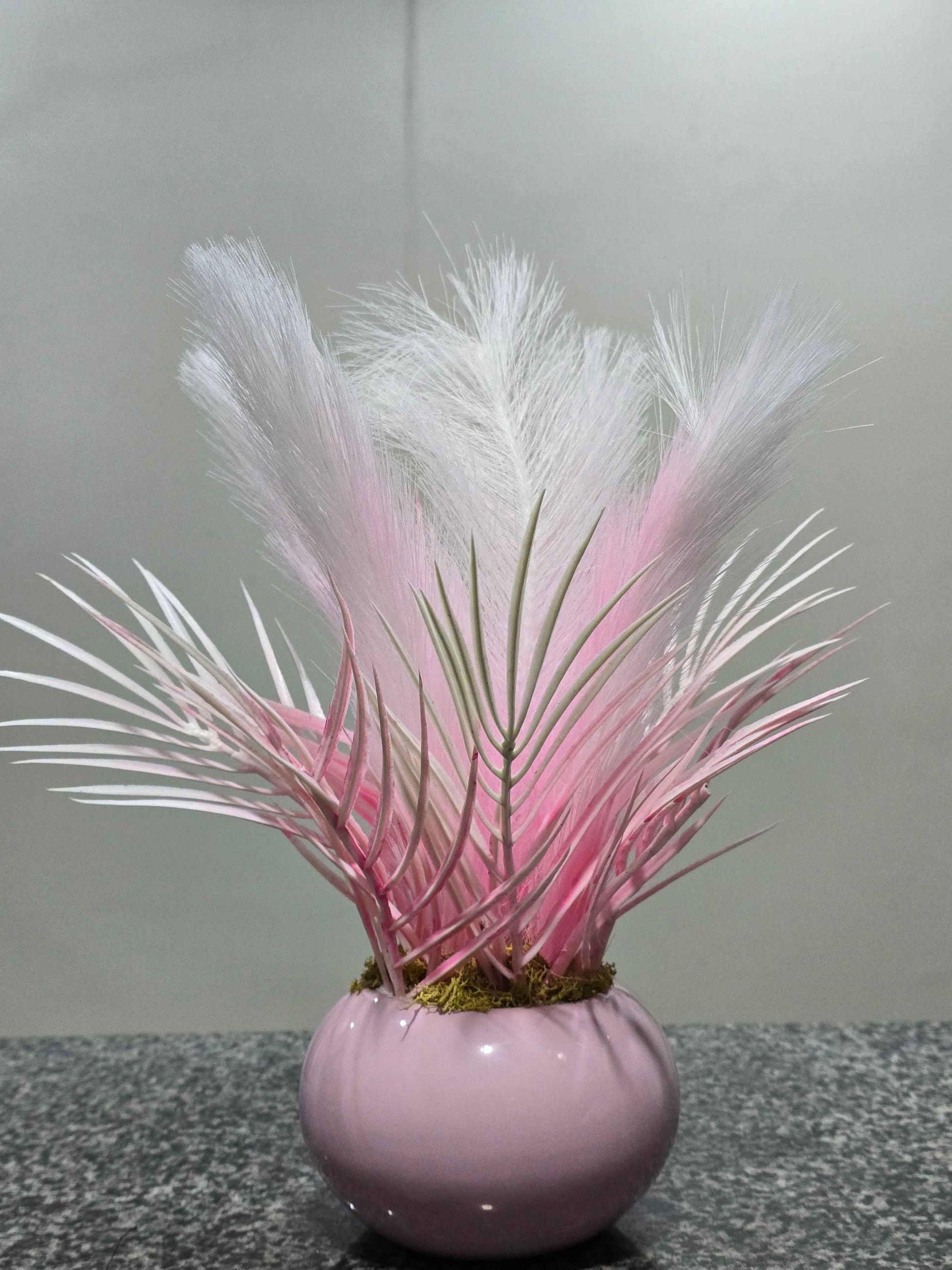 The Sterling Faux Pampas Ceramic Vase