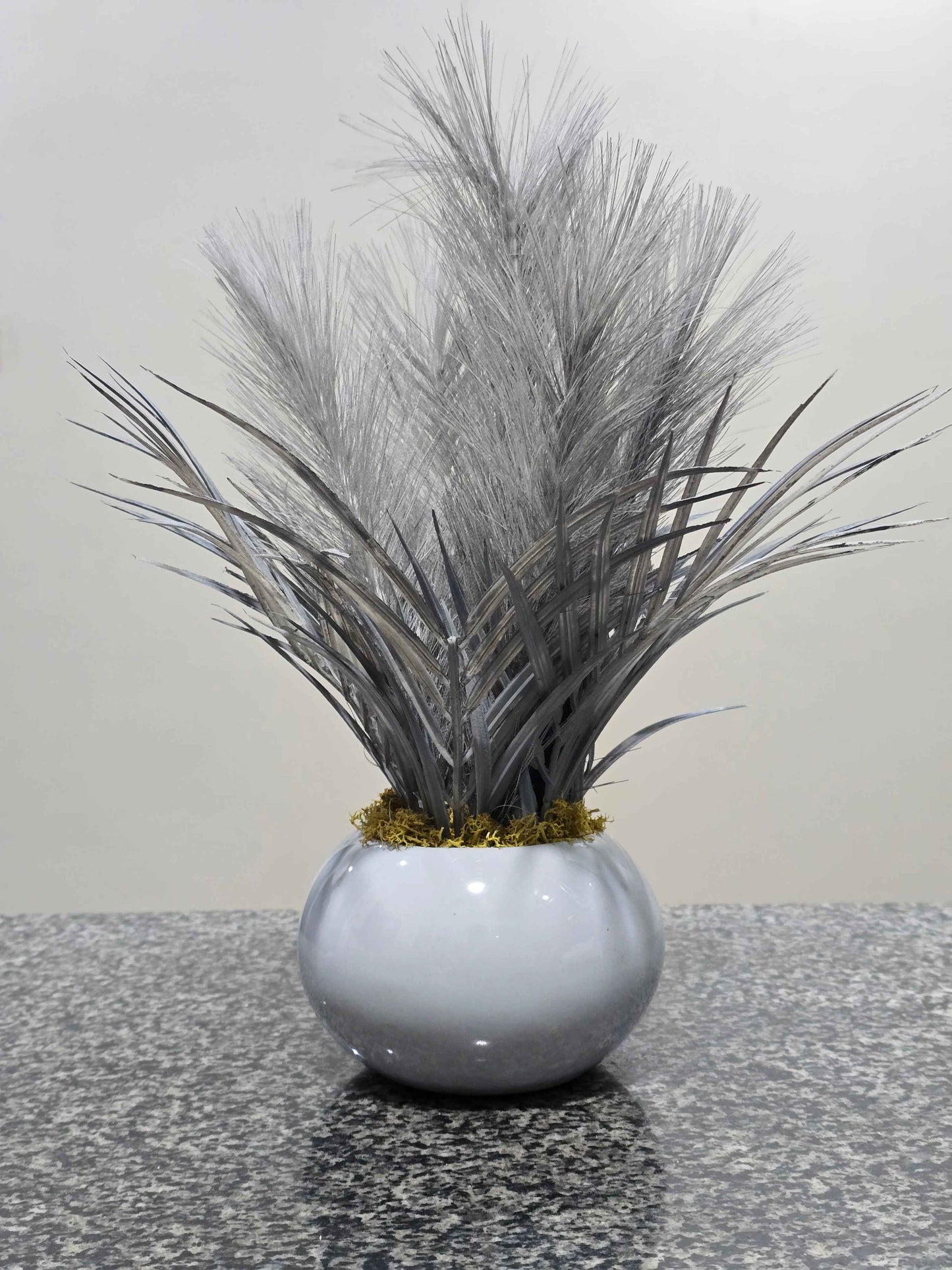 The Sterling Faux Pampas Ceramic Vase