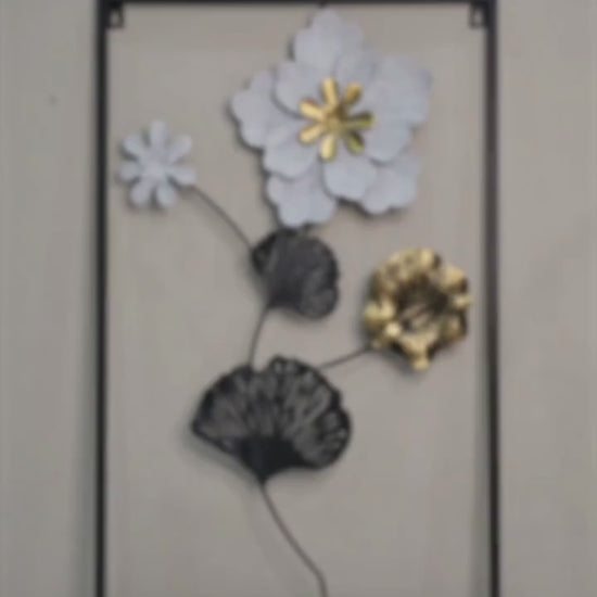 Modern 3D Metal Floral Wall Art –  Luxury Framed Botanical Wall Art