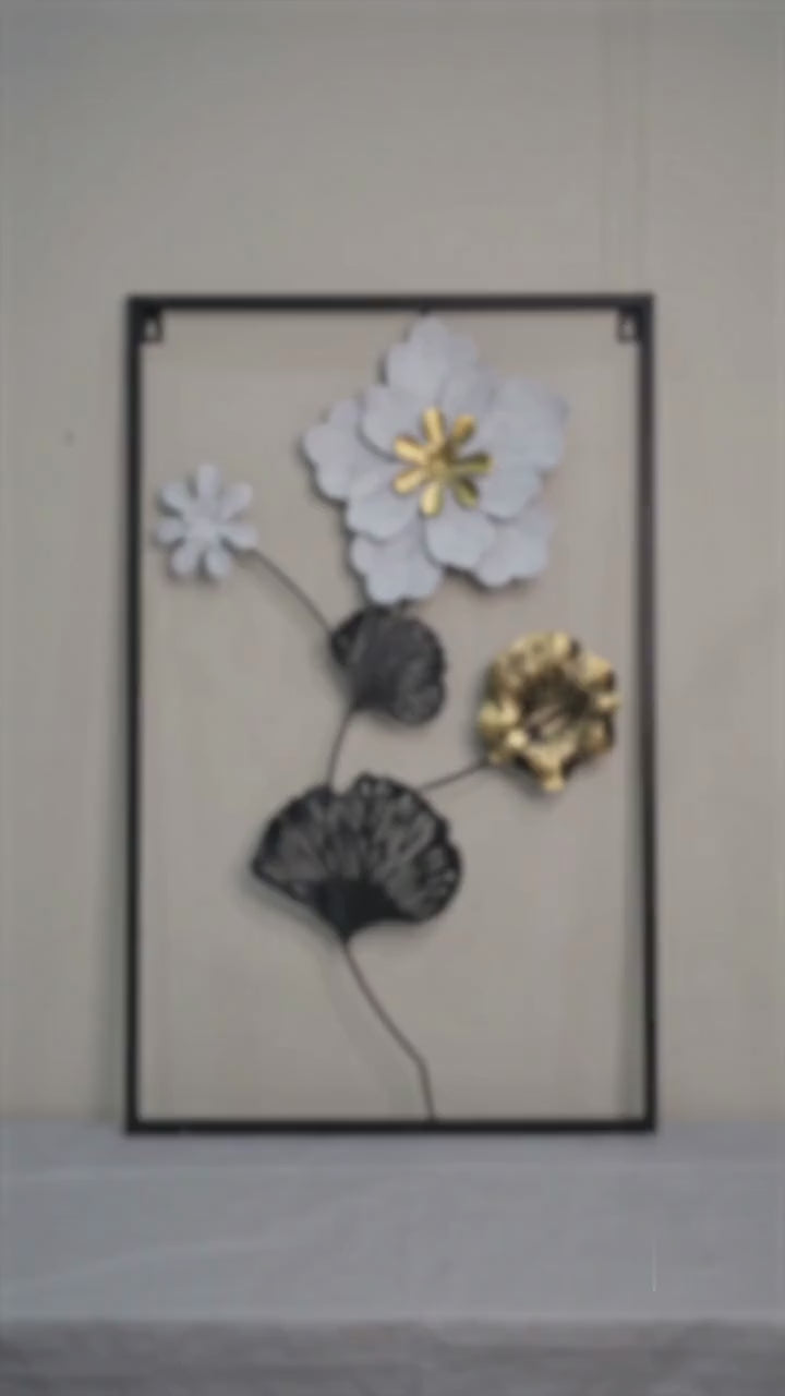 Modern 3D Metal Floral Wall Art –  Luxury Framed Botanical Wall Art