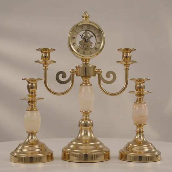 Aura Luxury Clock & Candelabra Mantel Set
