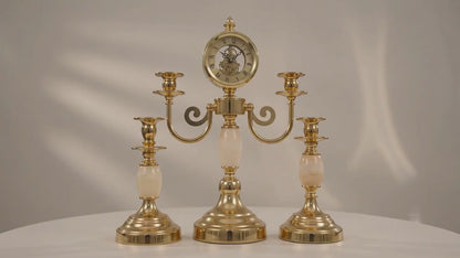 Aura Luxury Clock & Candelabra Mantel Set