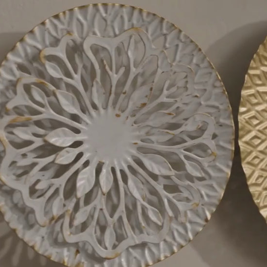 Luxury Textured Metallic Floral Disc Wall Sculpture